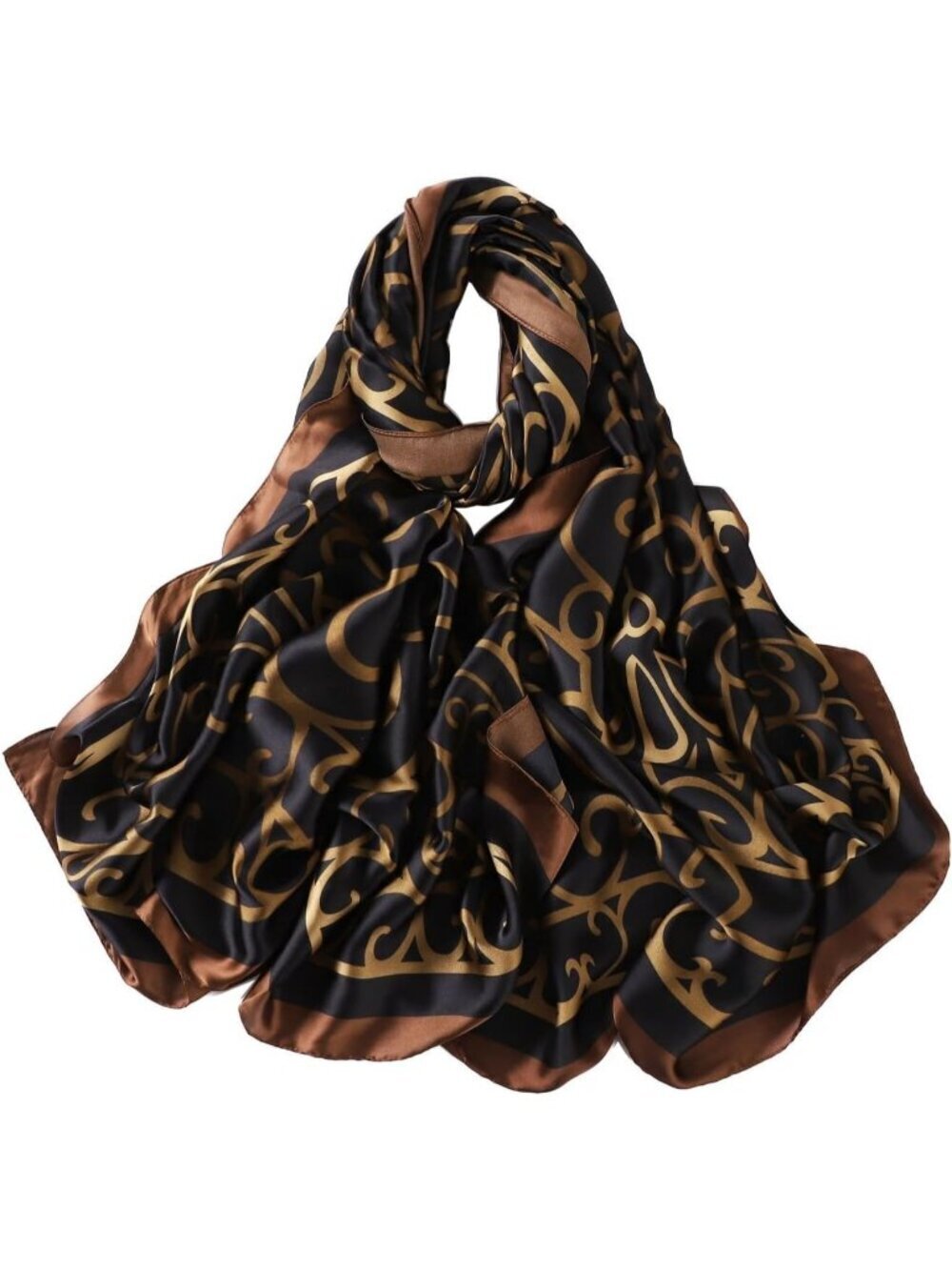 Women's Cheetah Black Light Silk Scarves Flower Print Head Cotton Wrap Scarf